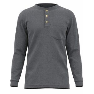 Maks Active Men's 4XL Gray Long Sleeve Henley Nanotex Stain Release Fabric Shirt